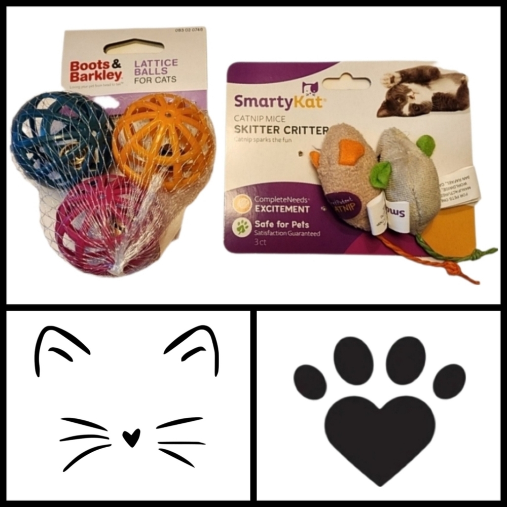 Boots & Barkley Lattice Balls (3) & Smarty Cat Mice (2) Toys for Cats